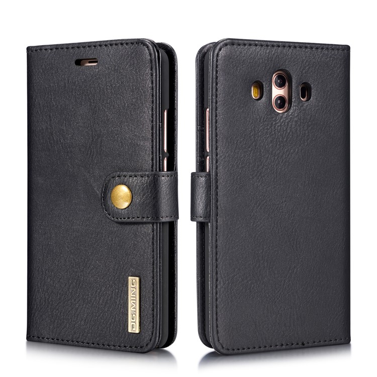 DG.MING Detachable 2-in-1 Split Leather Wallet Shell + PC Back Case for Huawei Mate 10 - Black-5