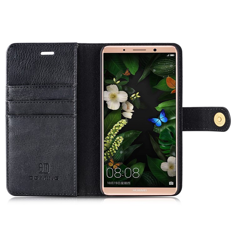 DG.MING Detachable 2-in-1 Split Leather Wallet Shell + PC Back Case for Huawei Mate 10 - Black-15