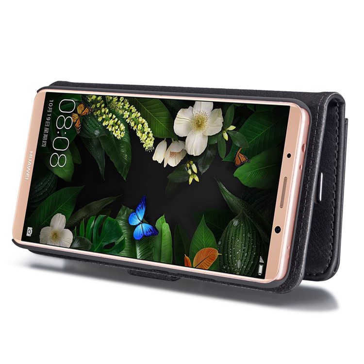 DG.MING Detachable 2-in-1 Split Leather Wallet Shell + PC Back Case for Huawei Mate 10 - Black-17