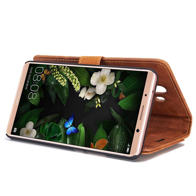 DG.MING Detachable 2-in-1 Split Leather Wallet Shell + PC Back Cover Case for Huawei Mate 10 - Brown-19