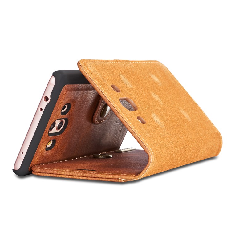 DG.MING Detachable 2-in-1 Split Leather Wallet Shell + PC Back Cover Case for Huawei Mate 10 - Brown-21