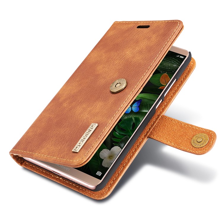 DG.MING Detachable 2-in-1 Split Leather Wallet Shell + PC Back Cover Case for Huawei Mate 10 - Brown-23