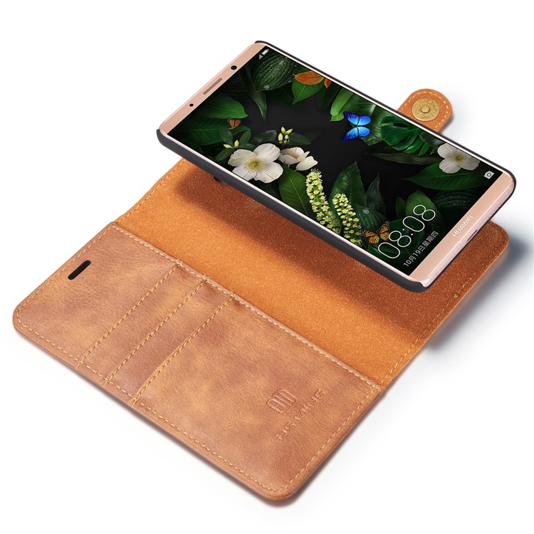 DG.MING Detachable 2-in-1 Split Leather Wallet Shell + PC Back Cover Case for Huawei Mate 10 - Brown-29