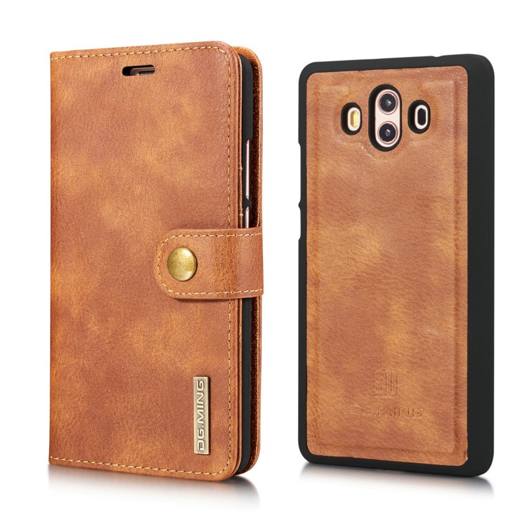 DG.MING Detachable 2-in-1 Split Leather Wallet Shell + PC Back Cover Case for Huawei Mate 10 - Brown-33
