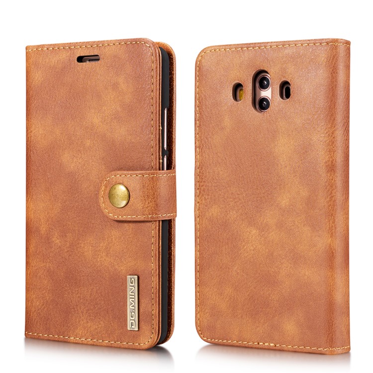 DG.MING Detachable 2-in-1 Split Leather Wallet Shell + PC Back Cover Case for Huawei Mate 10 - Brown-3