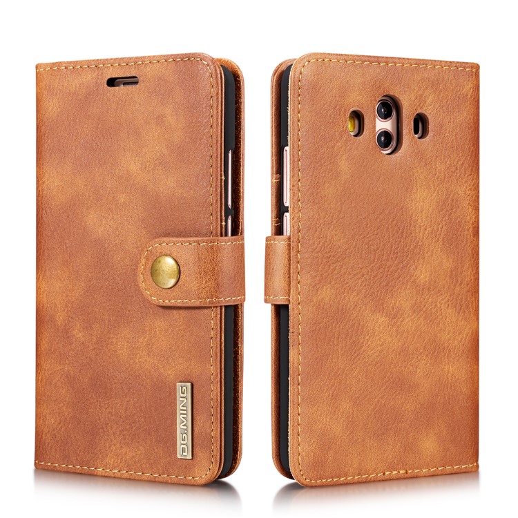 DG.MING Detachable 2-in-1 Split Leather Wallet Shell + PC Back Cover Case for Huawei Mate 10 - Brown-5