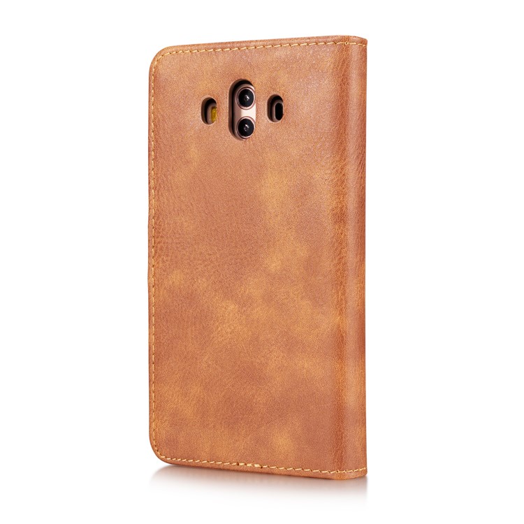 DG.MING Detachable 2-in-1 Split Leather Wallet Shell + PC Back Cover Case for Huawei Mate 10 - Brown-9