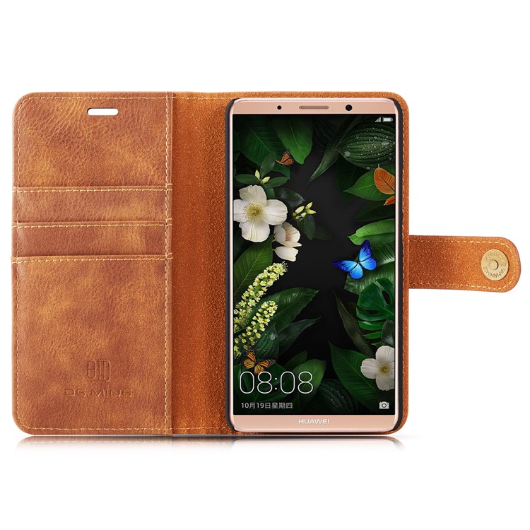 DG.MING Detachable 2-in-1 Split Leather Wallet Shell + PC Back Cover Case for Huawei Mate 10 - Brown-15