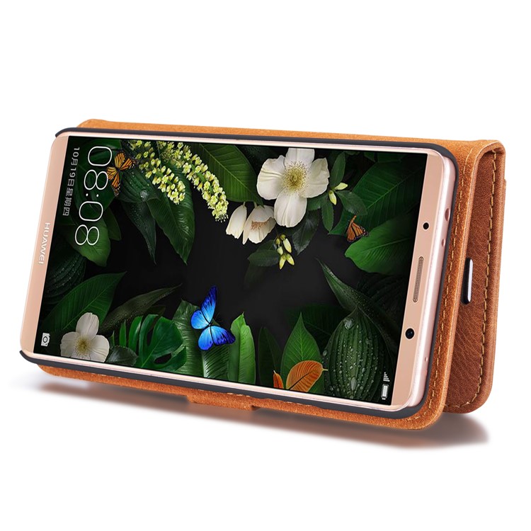DG.MING Detachable 2-in-1 Split Leather Wallet Shell + PC Back Cover Case for Huawei Mate 10 - Brown-17
