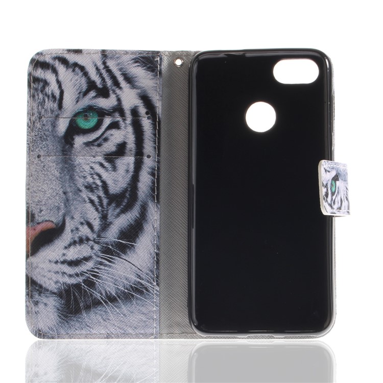 Patterned PU Leather Wallet Mobile Cover for Huawei P9 lite mini / Y6 Pro (2017) / Enjoy 7 - Tiger-10