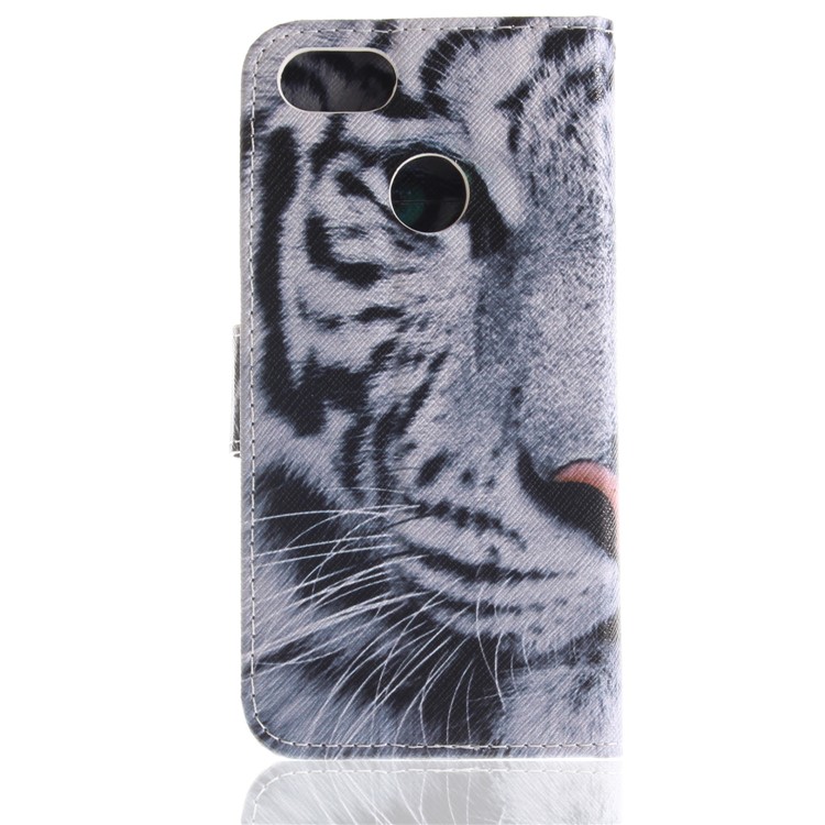 Patterned PU Leather Wallet Mobile Cover for Huawei P9 lite mini / Y6 Pro (2017) / Enjoy 7 - Tiger-3