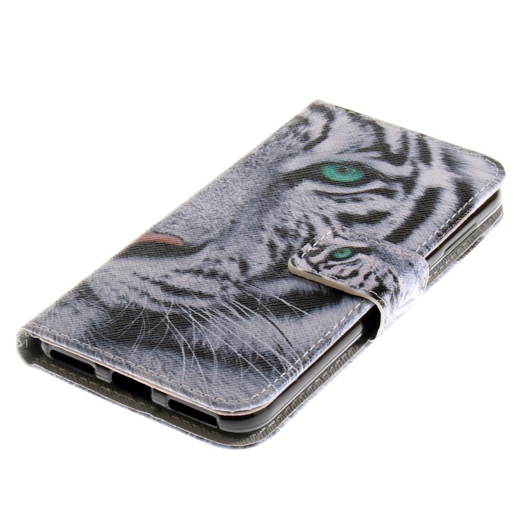 Patterned PU Leather Wallet Mobile Cover for Huawei P9 lite mini / Y6 Pro (2017) / Enjoy 7 - Tiger-4