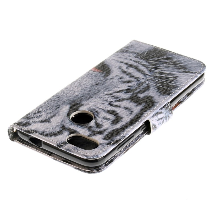 Patterned PU Leather Wallet Mobile Cover for Huawei P9 lite mini / Y6 Pro (2017) / Enjoy 7 - Tiger-5