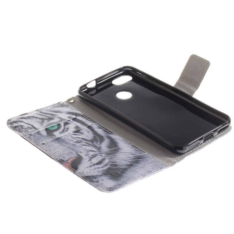 Patterned PU Leather Wallet Mobile Cover for Huawei P9 lite mini / Y6 Pro (2017) / Enjoy 7 - Tiger-8