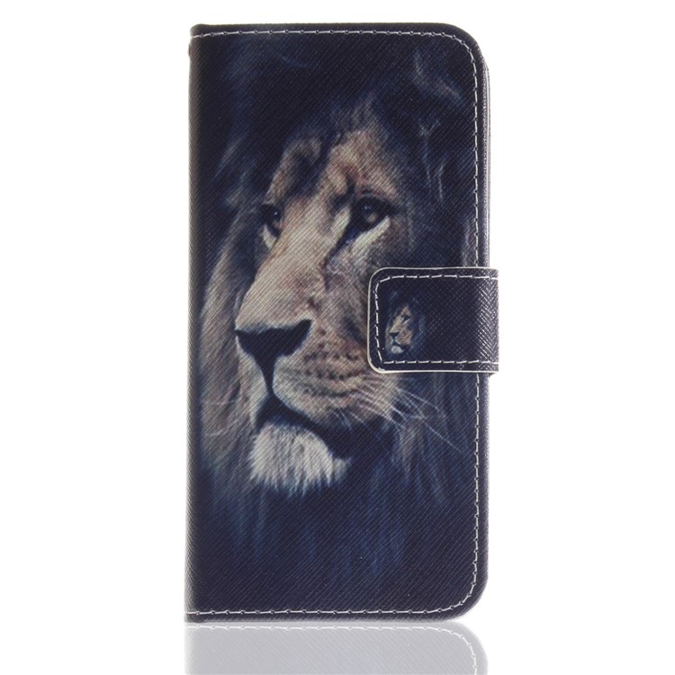 Patterned PU Leather Wallet Stand Phone Casing for Huawei P9 lite mini / Y6 Pro (2017) / Enjoy 7 - Lion-2