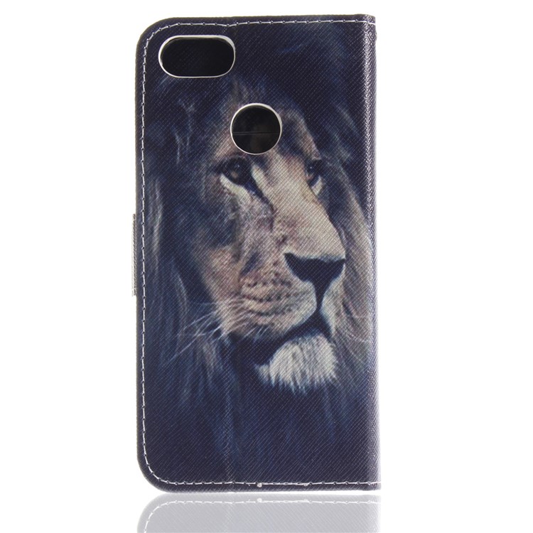Patterned PU Leather Wallet Stand Phone Casing for Huawei P9 lite mini / Y6 Pro (2017) / Enjoy 7 - Lion-3