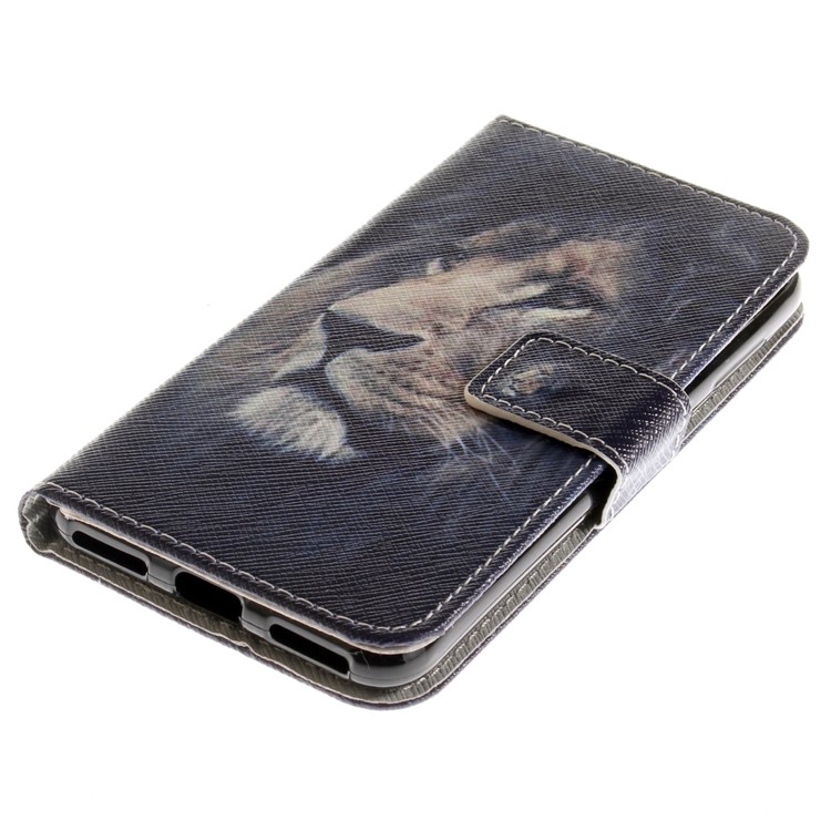 Patterned PU Leather Wallet Stand Phone Casing for Huawei P9 lite mini / Y6 Pro (2017) / Enjoy 7 - Lion-4