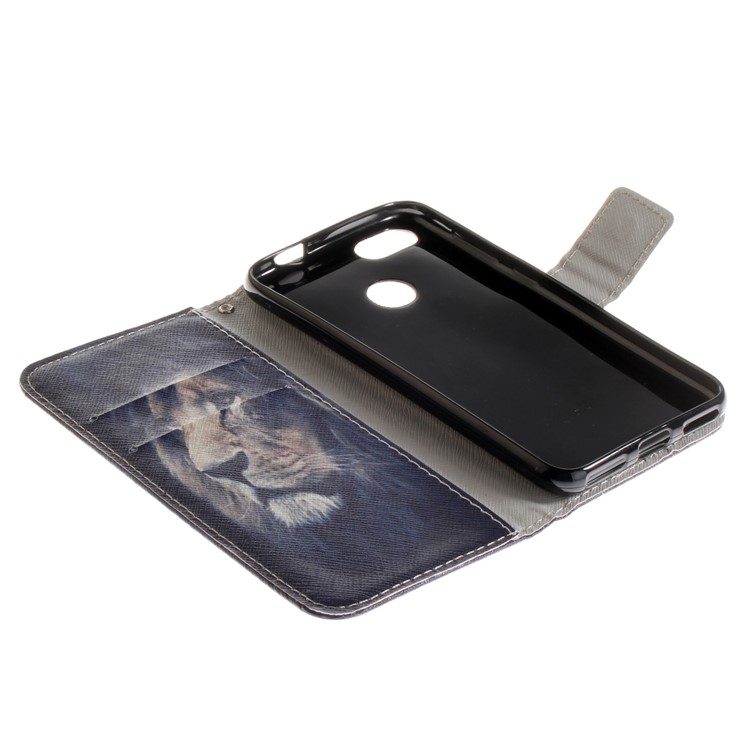 Patterned PU Leather Wallet Stand Phone Casing for Huawei P9 lite mini / Y6 Pro (2017) / Enjoy 7 - Lion-8