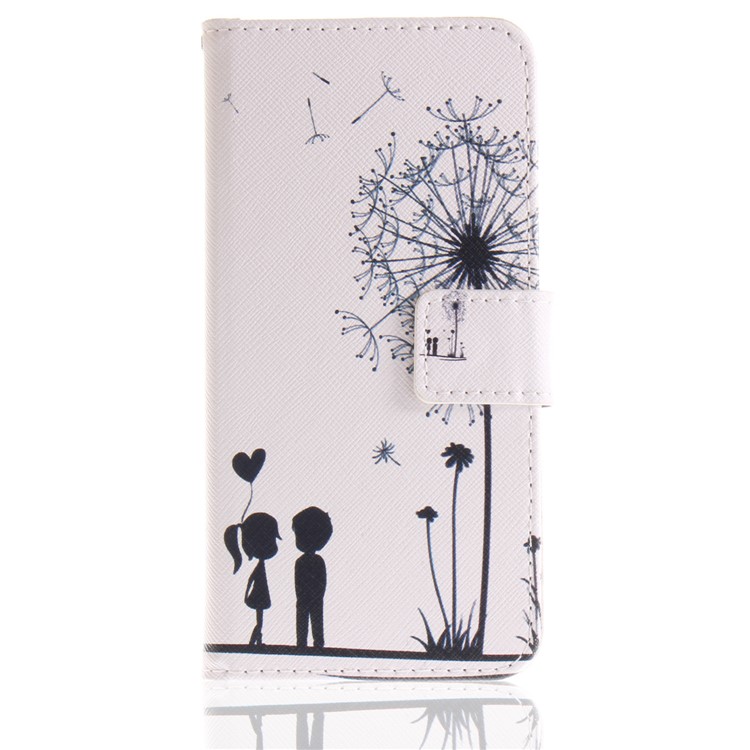 Patterned PU Leather Stand Phone Accessory Cover for Huawei P9 lite mini / Y6 Pro (2017) / Enjoy 7 - Dandelion and Lover-2