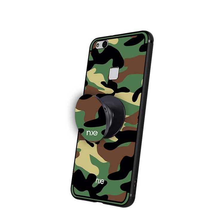 NXE Camouflage Series TPU + PC Hybrid Mobile Phone Case with Expanding Mount for Huawei P10 Lite - Army Green-5