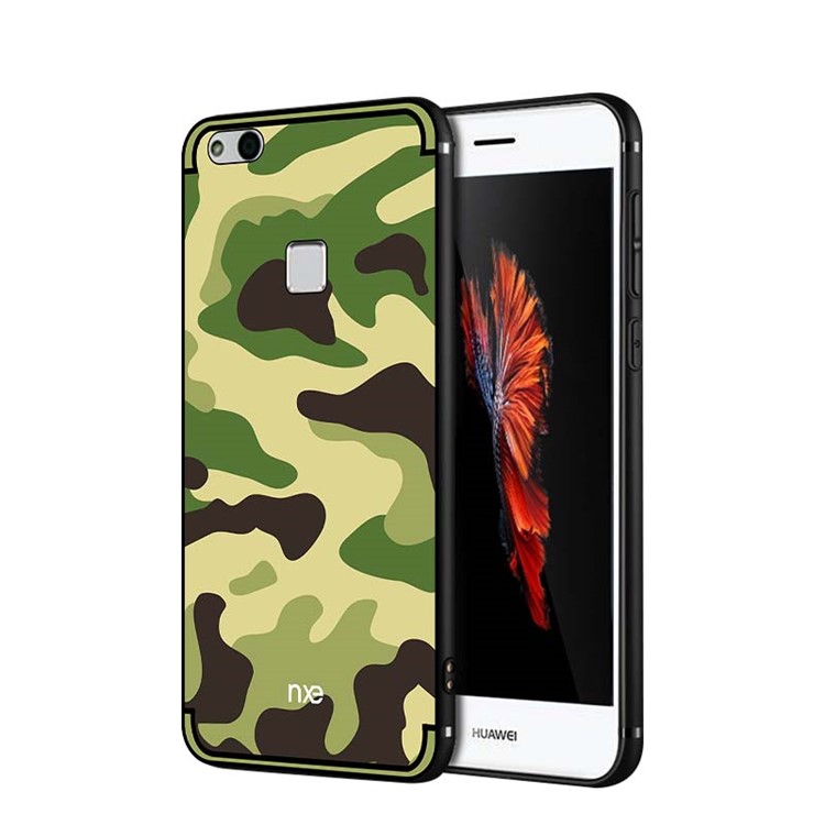 NXE Camouflage Series TPU + PC Hybrid Cell Phone Case with Expanding Mount for Huawei P10 Lite - Light Green-1