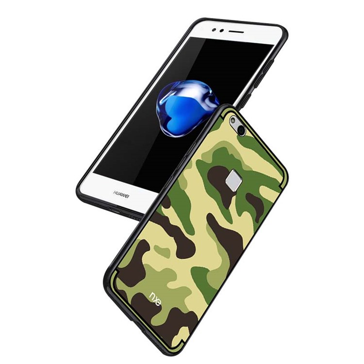 NXE Camouflage Series TPU + PC Hybrid Cell Phone Case with Expanding Mount for Huawei P10 Lite - Light Green-4