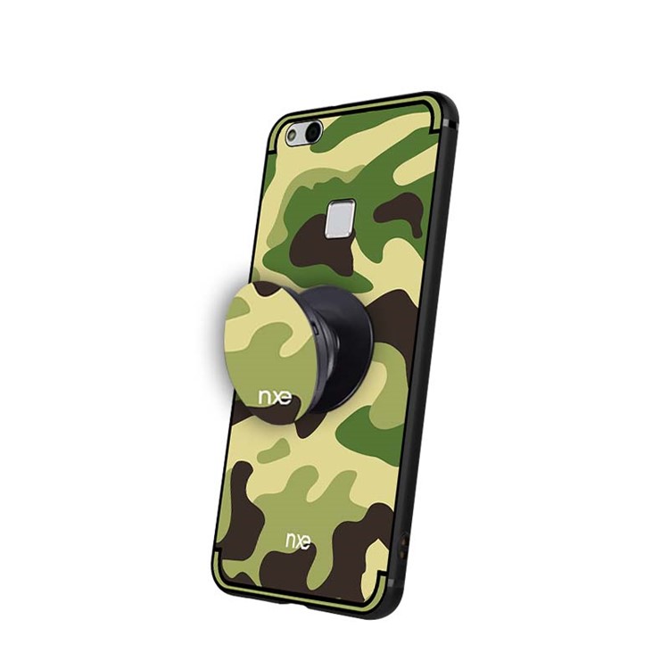 NXE Camouflage Series TPU + PC Hybrid Cell Phone Case with Expanding Mount for Huawei P10 Lite - Light Green-5