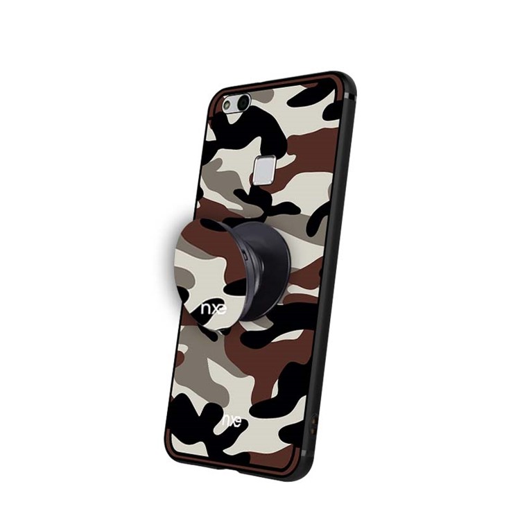 NXE Camouflage Series TPU + PC Hybrid Protective Back Case with Expanding Mount for Huawei P10 Lite - Brown-5