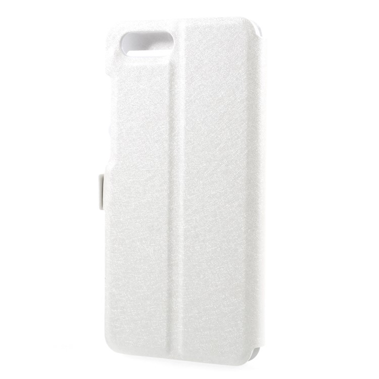 Dual View Window Silk Texture Leather Stand Cover for Huawei Honor V10 / View 10 - White-2
