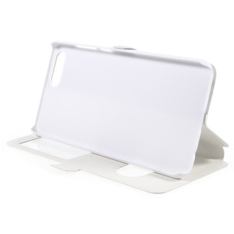 Dual View Window Silk Texture Leather Stand Cover for Huawei Honor V10 / View 10 - White-4