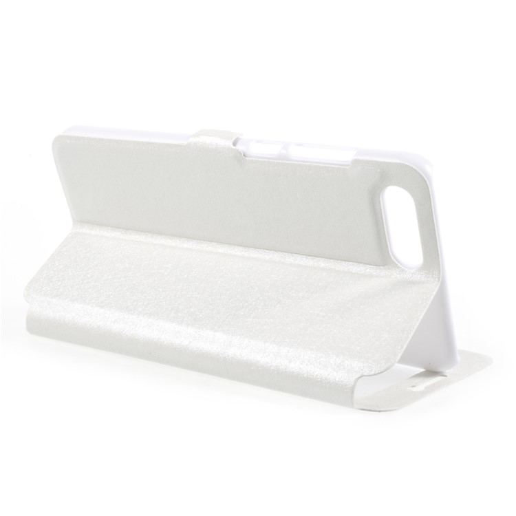 Dual View Window Silk Texture Leather Stand Cover for Huawei Honor V10 / View 10 - White-5