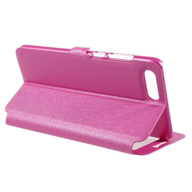 Dual View Window Silk Texture Leather Stand Casing for Huawei Honor V10 / View 10 - Rose-5