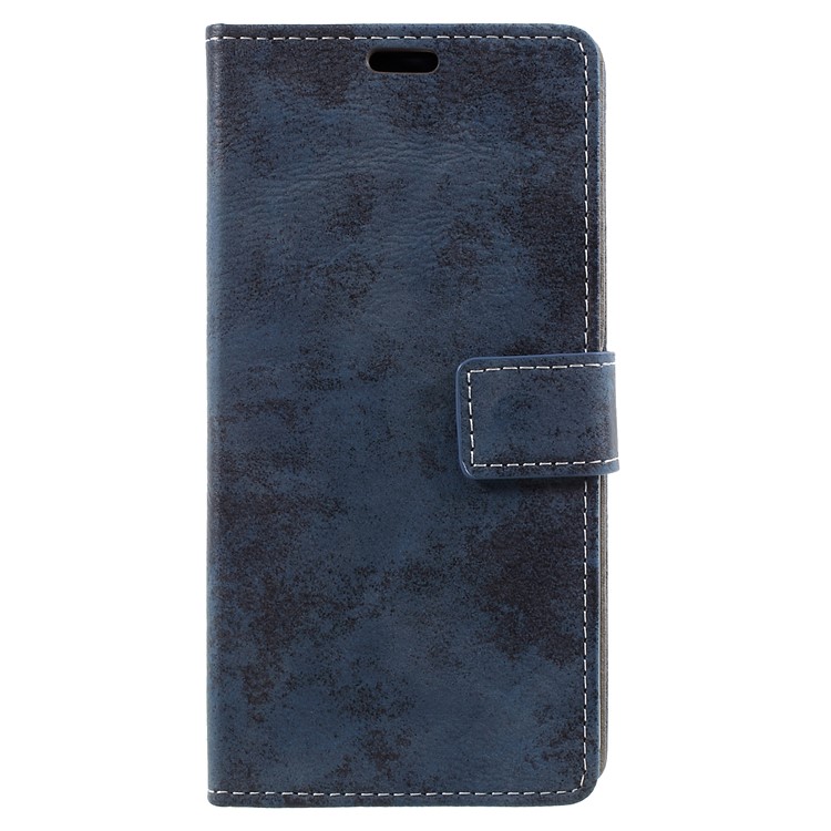 Vintage Style Wallet Stand Leather Casing for Huawei Honor V10 / View 10 - Blue-1