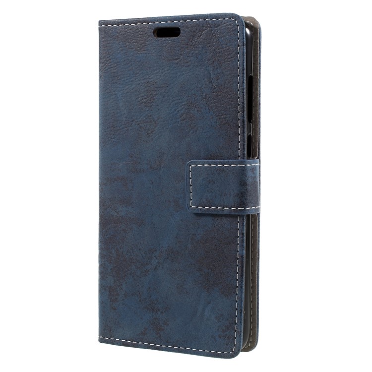 Vintage Style Wallet Stand Leather Casing for Huawei Honor V10 / View 10 - Blue-3