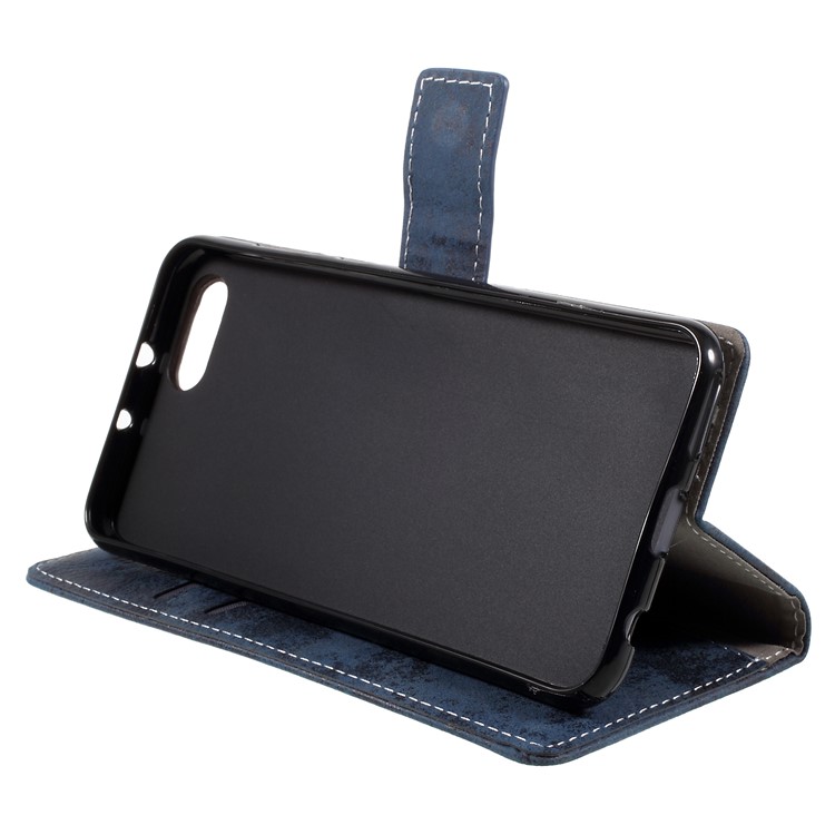 Vintage Style Wallet Stand Leather Casing for Huawei Honor V10 / View 10 - Blue-4