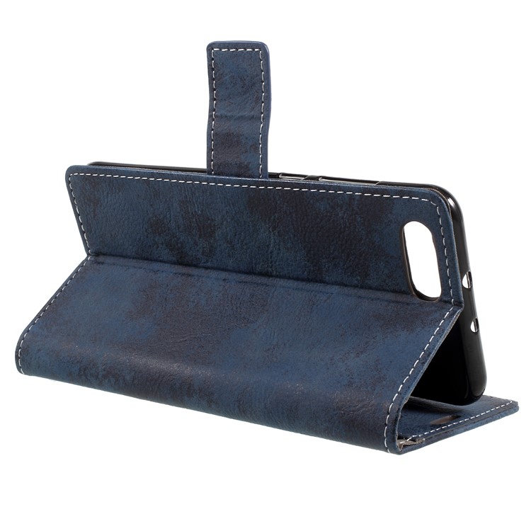 Vintage Style Wallet Stand Leather Casing for Huawei Honor V10 / View 10 - Blue-5