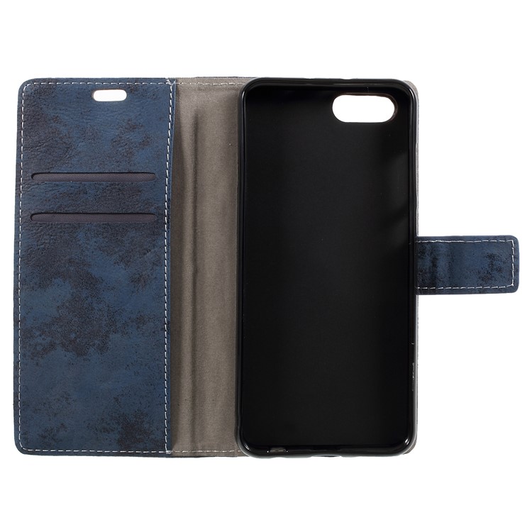 Vintage Style Wallet Stand Leather Casing for Huawei Honor V10 / View 10 - Blue-6
