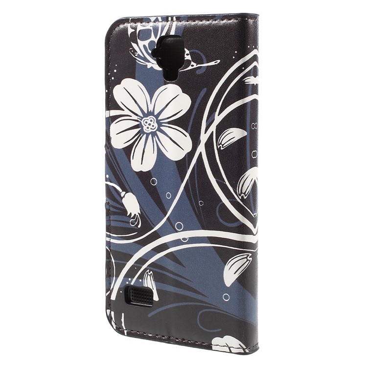 Wallet Leather Stand Case for Huawei Y5 Y560 - White Flowers-2