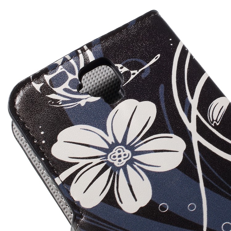 Wallet Leather Stand Case for Huawei Y5 Y560 - White Flowers-9
