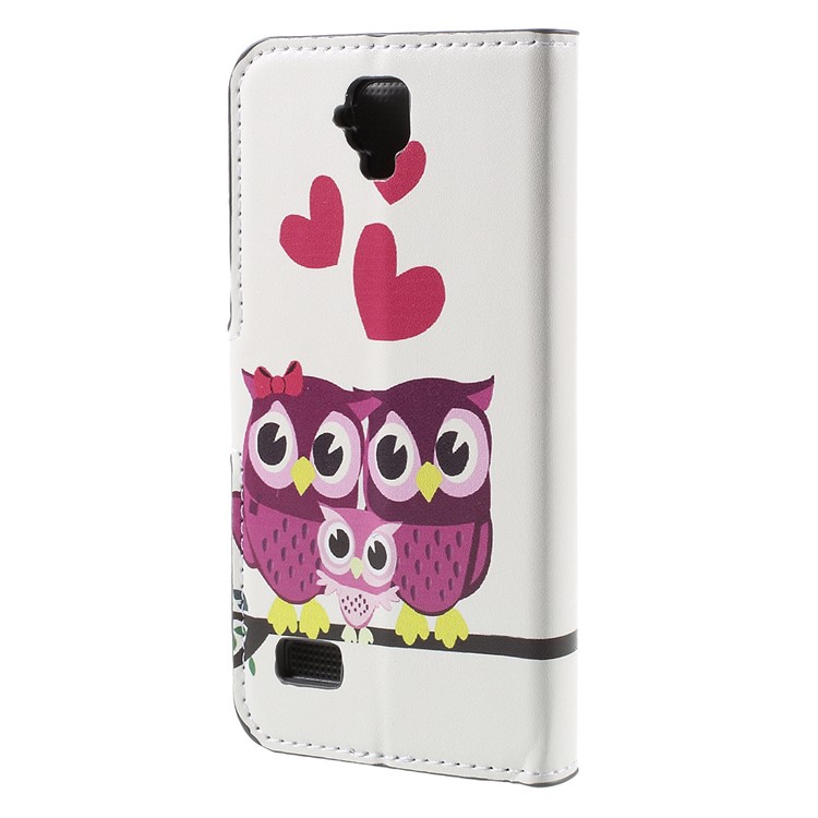 Wallet Leather Stand Cover Case for Huawei Y5 Y560 - Adorable Owls and Hearts-2