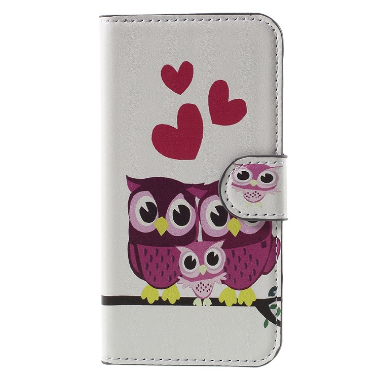 Wallet Leather Stand Cover Case for Huawei Y5 Y560 - Adorable Owls and Hearts-3
