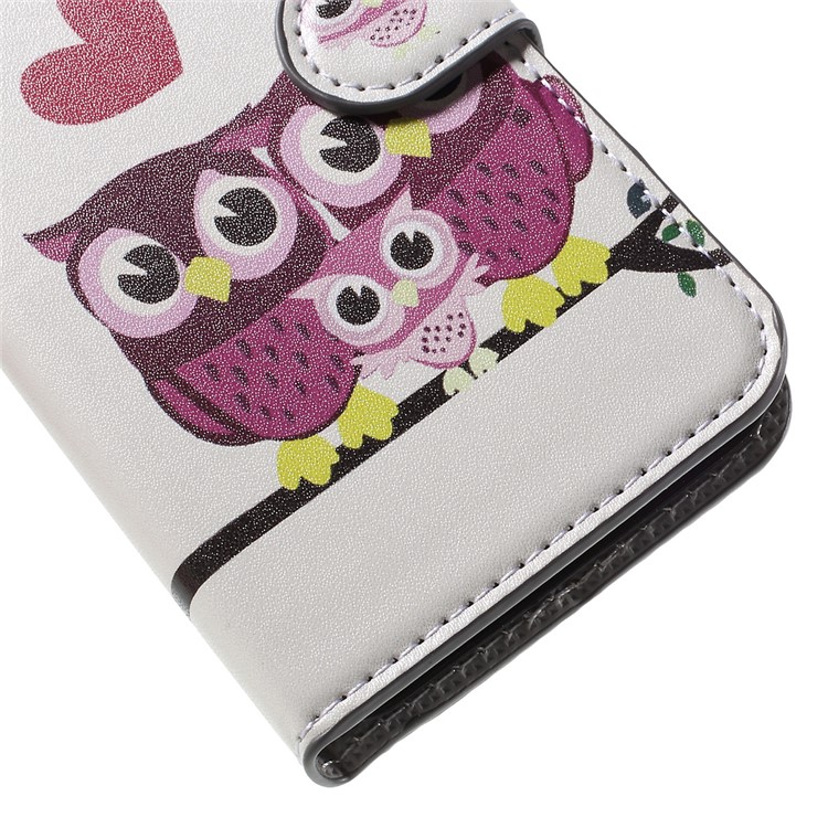 Wallet Leather Stand Cover Case for Huawei Y5 Y560 - Adorable Owls and Hearts-8