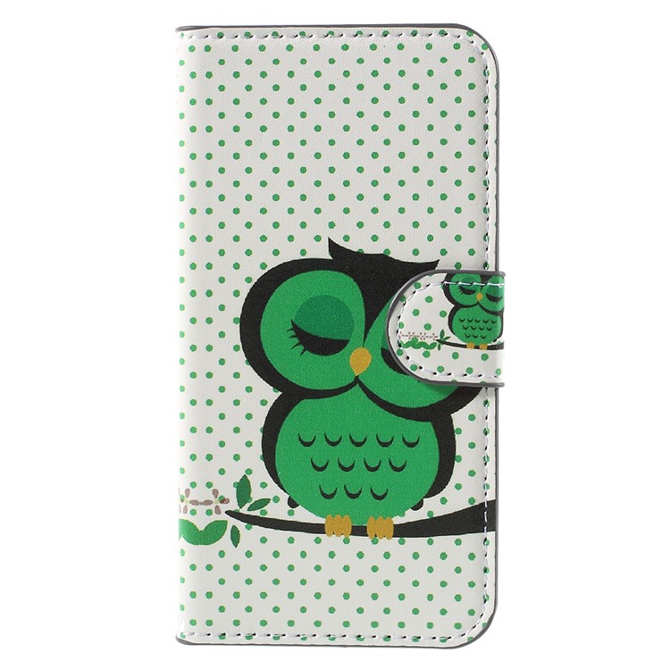 Wallet PU Leather Stand Cover for Huawei Y5 Y560 - Sleeping Owl on the Branch-3