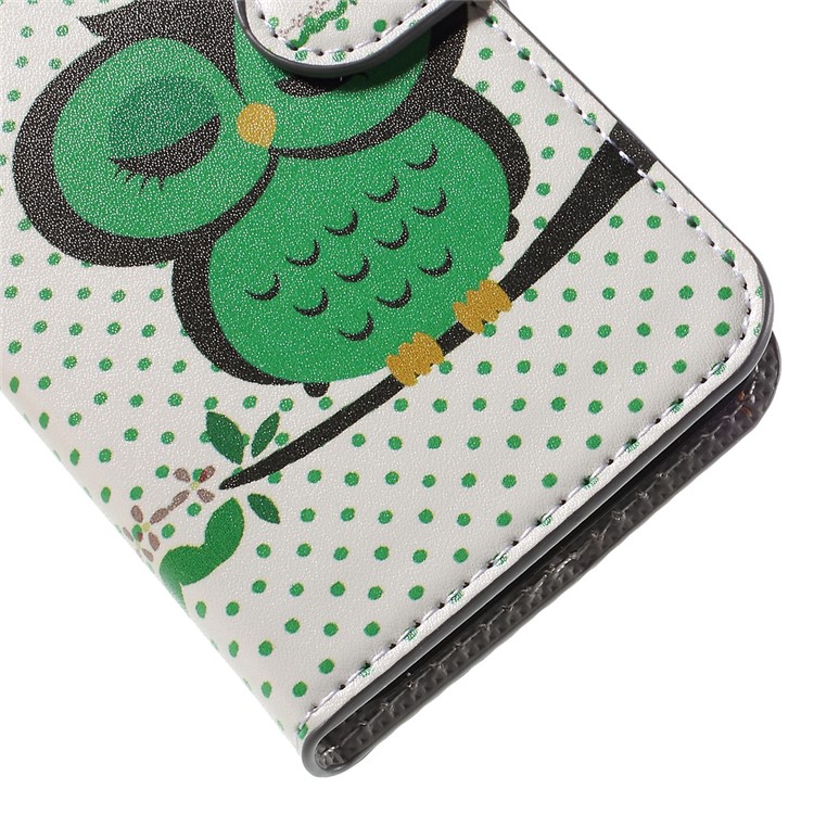 Wallet PU Leather Stand Cover for Huawei Y5 Y560 - Sleeping Owl on the Branch-7