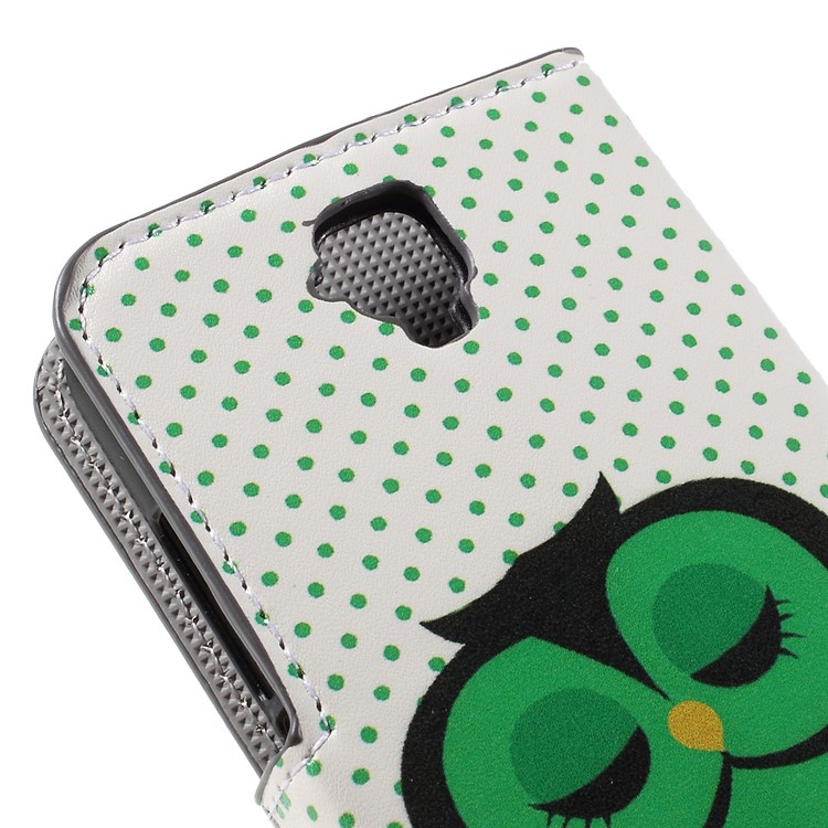 Wallet PU Leather Stand Cover for Huawei Y5 Y560 - Sleeping Owl on the Branch-8