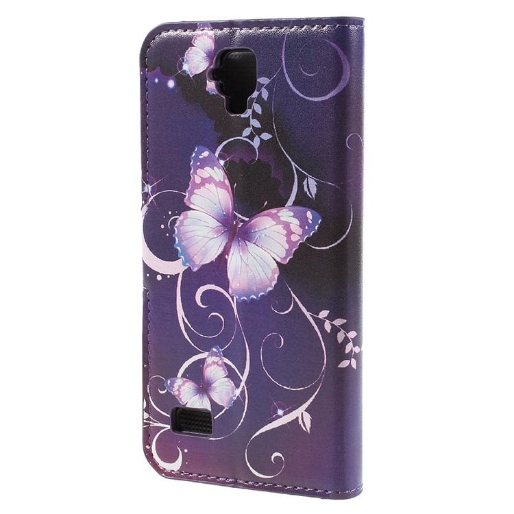 Wallet Leather Stand Cover for Huawei Y5 Y560 - Purple Butterfly-2