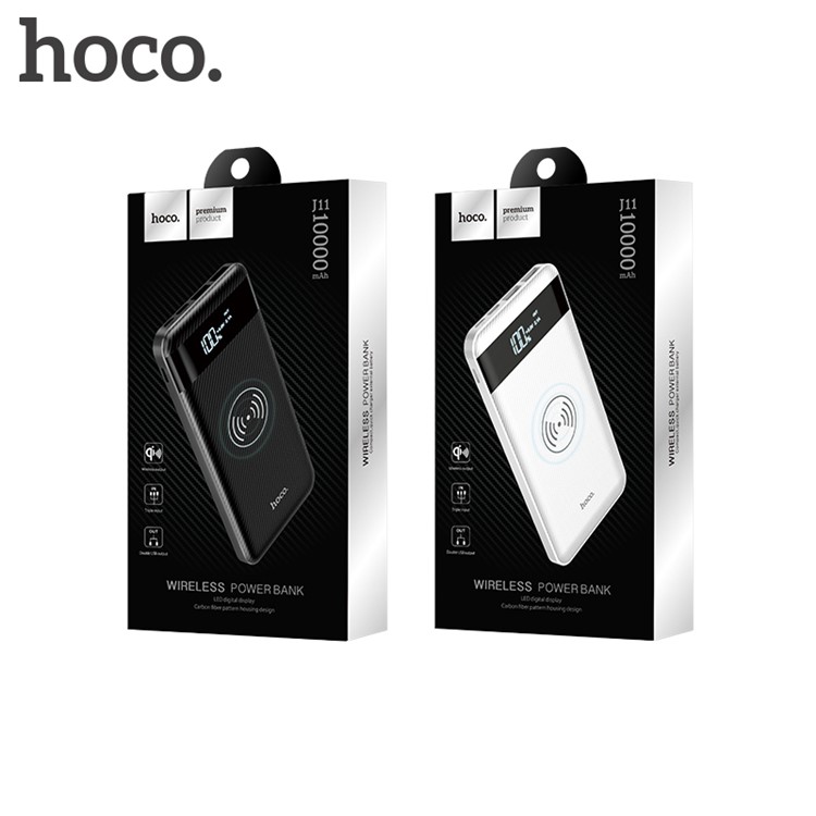HOCO JJ11 LCD Display Power Bank 10000mAh Qi Wireless Charger for iPhone X/8/8 Plus etc. - White-3