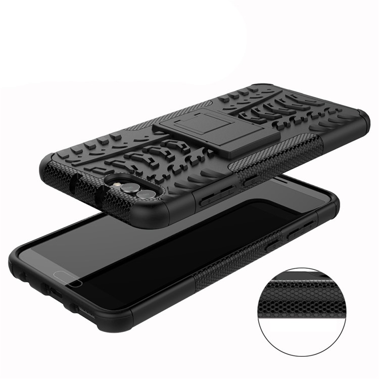 Anti-slip PC + TPU Hybrid Case with Kickstand for Huawei Honor V10 / Honor View 10 - Black-13