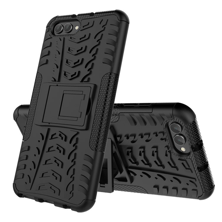 Anti-slip PC + TPU Hybrid Case with Kickstand for Huawei Honor V10 / Honor View 10 - Black-2