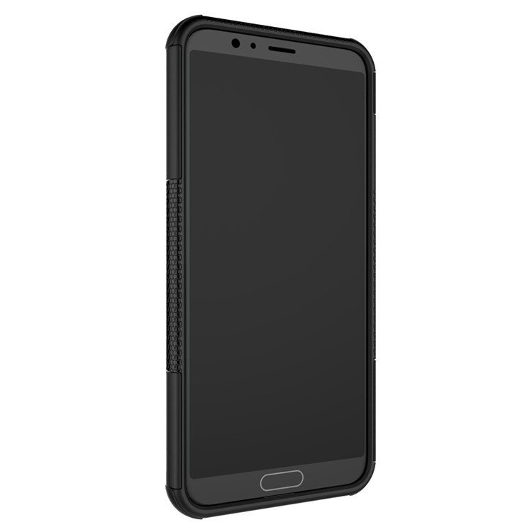 Anti-slip PC + TPU Hybrid Case with Kickstand for Huawei Honor V10 / Honor View 10 - Black-6